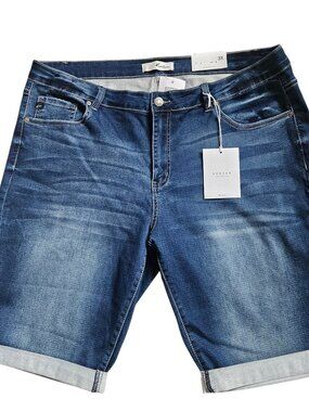 NWT Kancan Mid Rise Bermuda Shorts Women's 3XL Blue Denim Gracie Casual Summer
